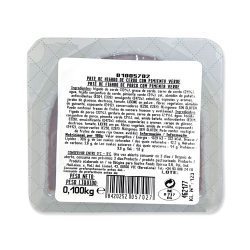 CAPDEVILLA Paté tradiconal a la pimienta verde  100 g.