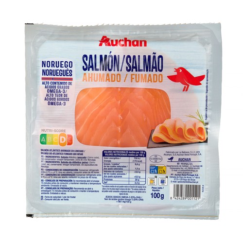 AUCHAN Salmón ahumado 100 g Producto Alcampo.