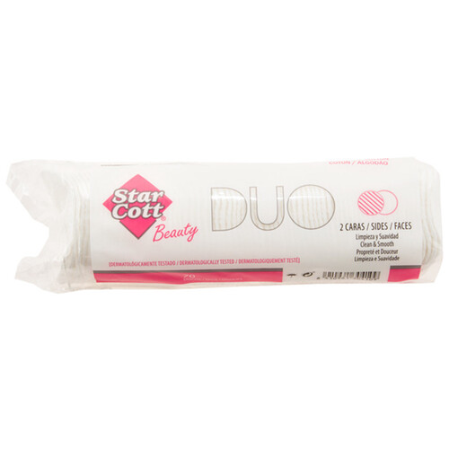 Discos desmaquilladores de algodón de 2 caras STAR COTT Beauty duo 70 uds.