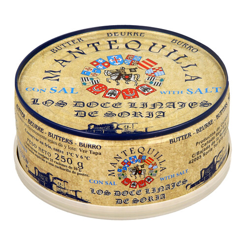 Lata de mantequilla con sal LOS DOCE LINAJES DE SORIA 250 g.