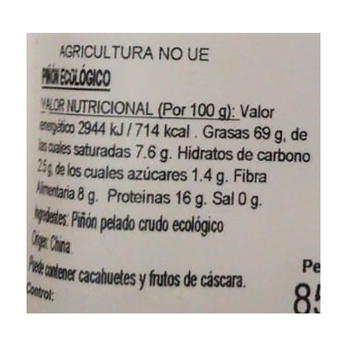 MEDINA Piñones pelados crudos ecológicos 85 g.