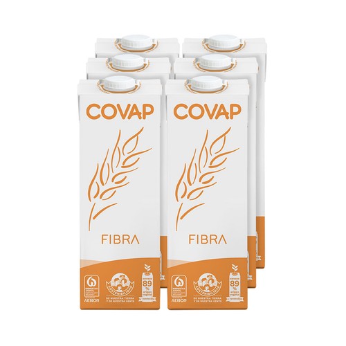 COVAP Leche semidesnadata, sin gluten y enriquecida con fibra  6 x 1 l.