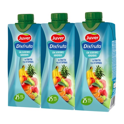 JUVER Néctar de frutas variadas, sin azúcares añadidos pack 3 uds x 33 cl.