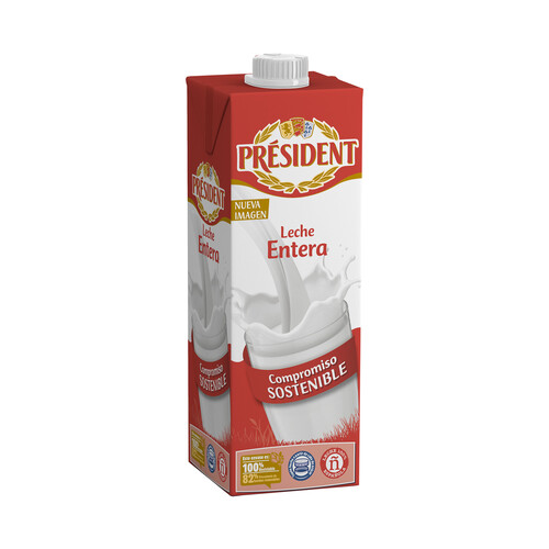 Leche entera de vaca de origen 100% española PRÉSIDENT 1 l.