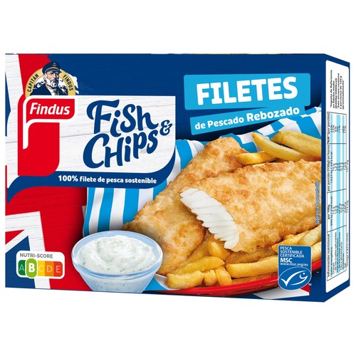 FINDUS Fish & chips Filetes de pescado MSC (pesca sostenible certificada) rebozados 240 g.