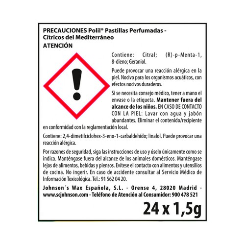 POLIL Pastillas antipolillas perfumadas cítricos del Mediterráneo 24 uds. x 1,5 g