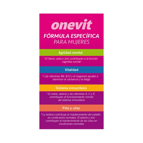 ONEVIT Multivitamínico (13) y multiminerales (11) especial mujer 45 uds.