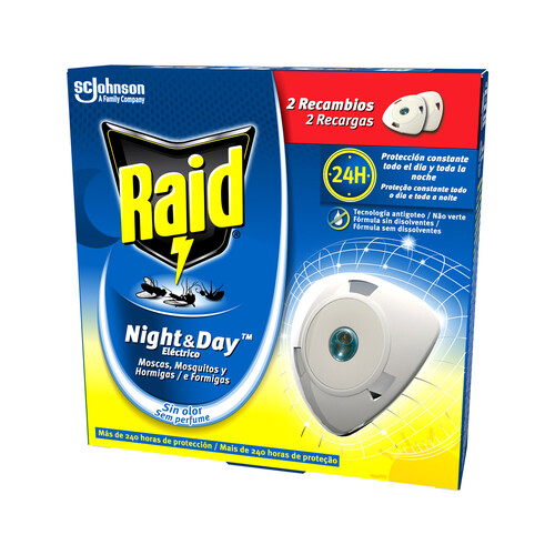 Recambio de repelente de mosquitos eléctrico RAID Night & Day Pack 2 uds.