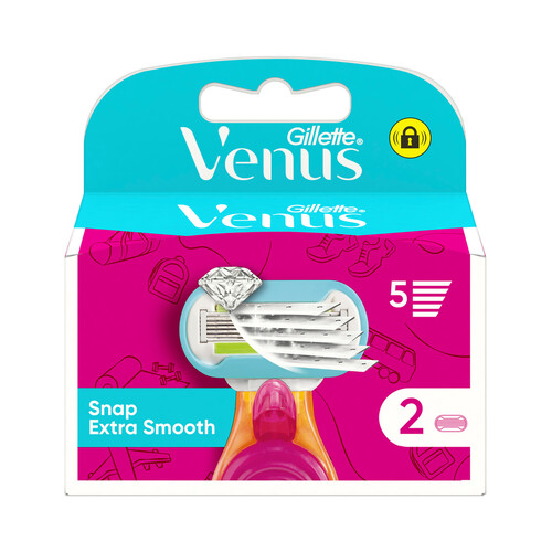 Recambio cuchillas de 5 hojas VENUS Snap extra smooth de Gillette 2 uds.