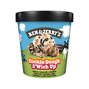 BEN & JERRY"S Tarrina de helado de vainilla con remolinos, sandwiches y trocitos de cokies de chocolate 465 m.