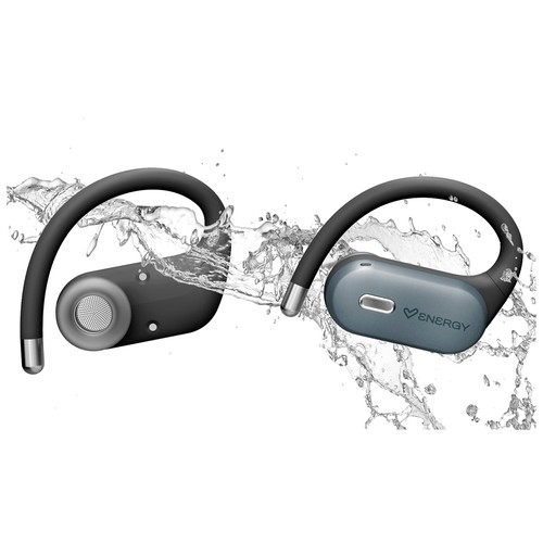Auriculares Bluetooth deportivos ENERGY SISTEM Airwave Graphite con estuche de carga, hasta 30 horas de autonomía, color negro.