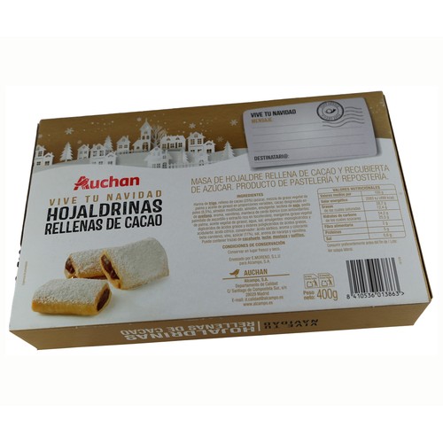 PRODUCTO ALCAMPO Hojaldradas rellenas de cacao AUCHAN 400 g.