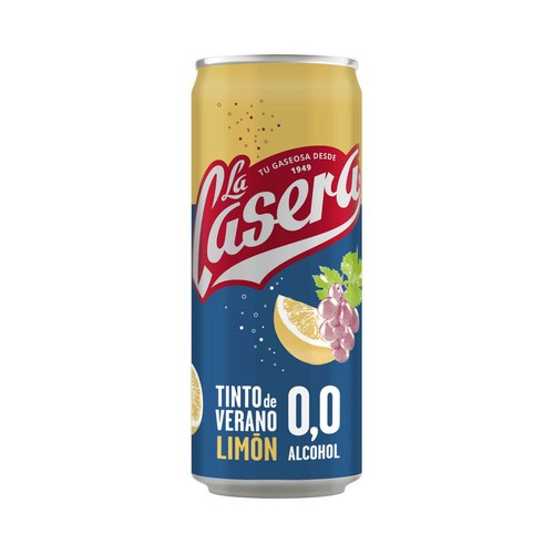 Tinto de verano sin alcohol y con zumo natural de limón LA CASERA lata de 33 cl.