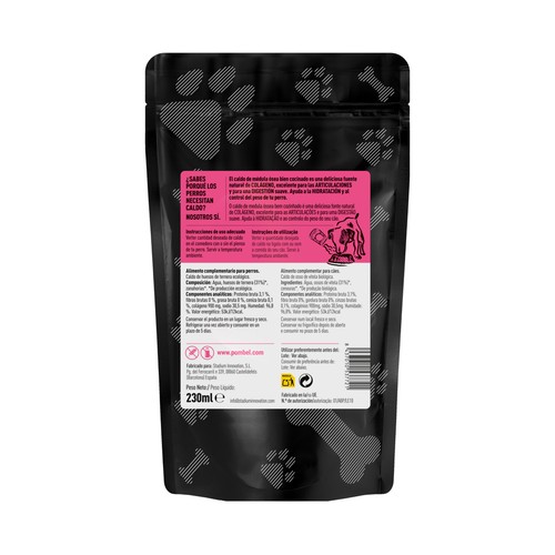 PET"BEL Caldo de hueso de ternera ecológica para perros 230 ml.