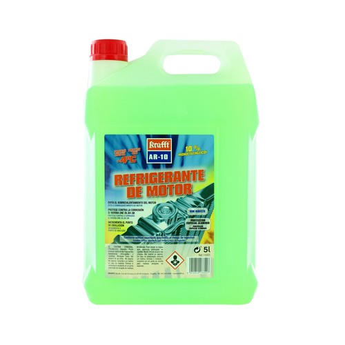 Líquido refrigerante con temperatura de protección de hasta -4ºC, 5L verde, 10% Monoetilenglicol, KRAFT AR210.
