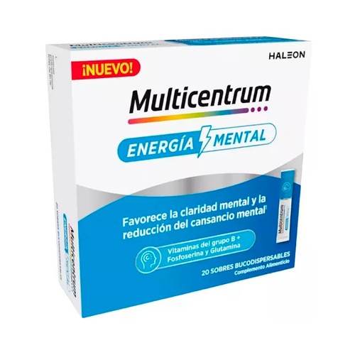 MULTICENTRUM Energía mental Vitaminas del grupo B, fosfoserina y glutamina 20 sobres.