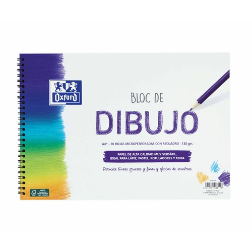 Bloc de dibujo escolar formato A4+ papel 130 gr. OXFORD.