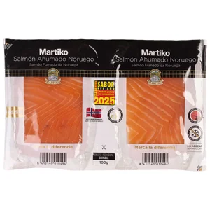MARTIKO Salmón ahumado del norte sin azúcares añadidos 2 x 50 g.