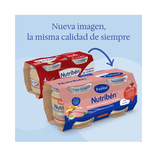 NUTRIBÉN Introducción Potitos® de menestra de verduras con pavo, a partir de 4 meses 2 x 120 g.
