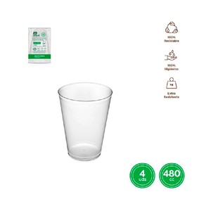 Imagen de 4 vasos de cubata de plastico reutilizable,480cc, OH YEAH!