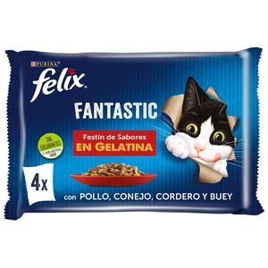 Imagen de FELIX Comida para gatos a base de carne en gelatina PURINA FELIX 4 uds. x 85 g.