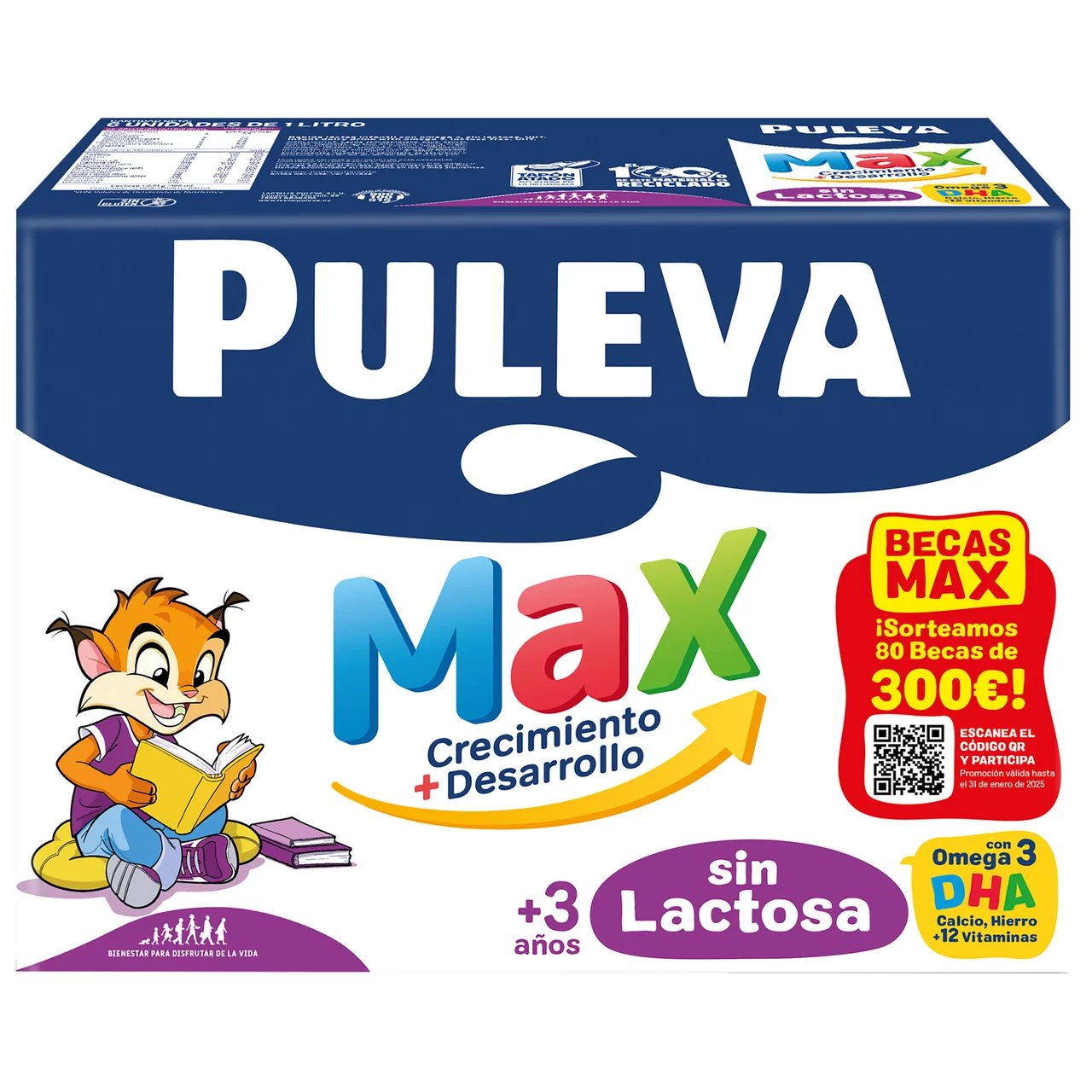 Max crecimiento + desarrollo Leche de crecimiento, sin lactosa con Omega 3 a partir 3 años 6 x 1 l.