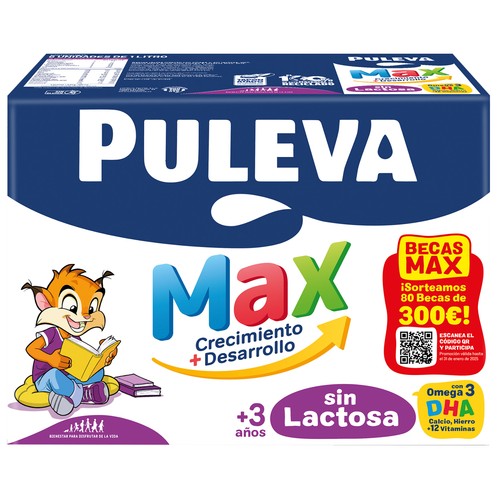 PULEVA Max crecimiento + desarrollo Leche de crecimiento, sin lactosa con Omega 3 a partir 3 años 6 x 1 l.