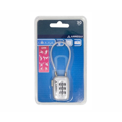 Candado 30mm combinacion arco flexible, ARREGUI.