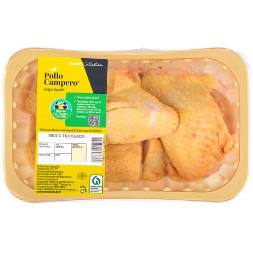 ALCAMPO CULTIVAMOS LO BUENO  Medio pollo campero troceado, bandeja.
