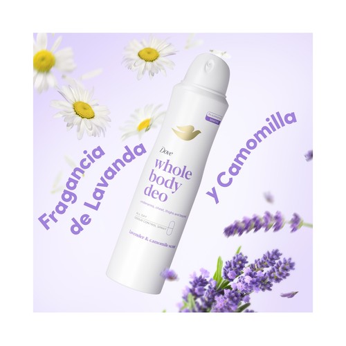 DOVE Desodorante en spray unisex para todo el cuerpo, aroma a lavanda 150 ml.