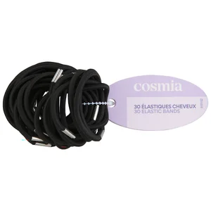 COSMIA Gomas para pelo elásticas de color negro 30 uds.