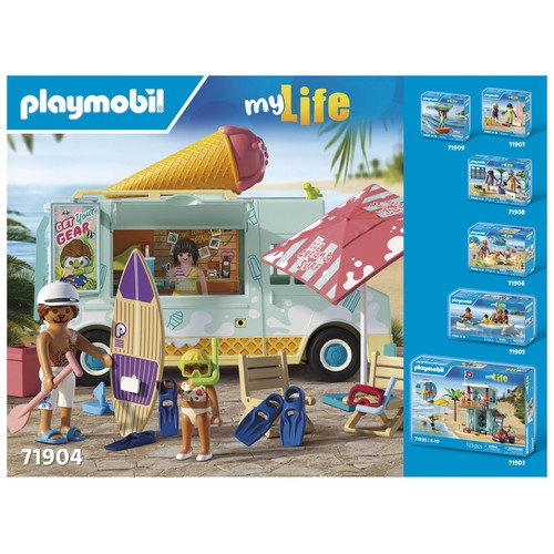 PLAYMOBIL My Life 71904, Camión de helados con tienda de surf, 101 pcs +4 Años