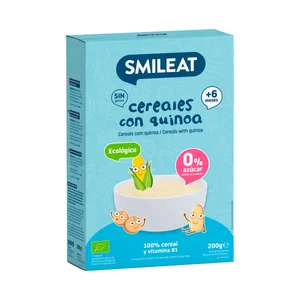 SMILEAT Papilla de cereales ecológicos con quinoa, sin gluten, a partir de 6 meses 200 g.