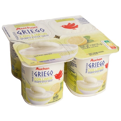 AUCHAN Yogur estilo griego con limón 4 x 125 g Producto Alcampo.