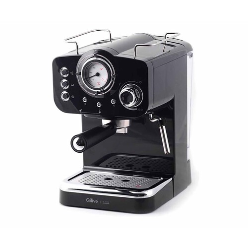 Cafetera espresso QILIVE Vintage negro, presión 15bar, termómetro