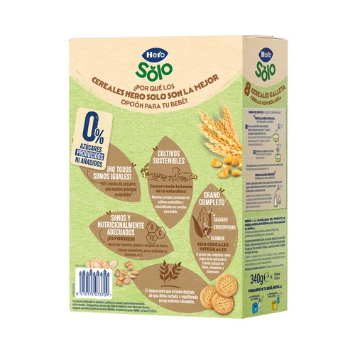 HERO Solo Papilla de 8 cereales y galleta a partir de 6 meses 340 g.
