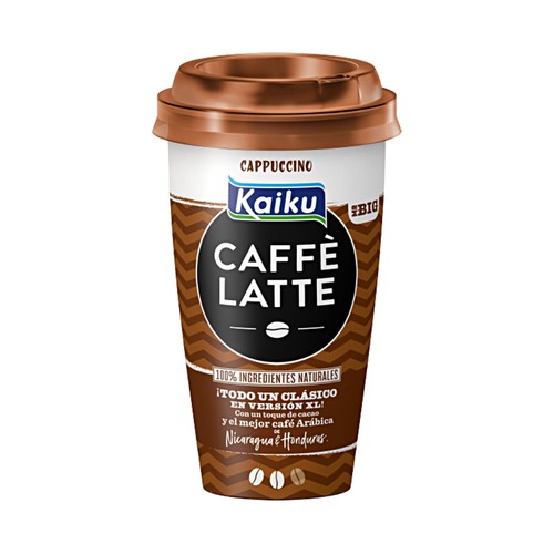 KAIKU Bebida de café Arábica de Nicaragua y Honduras, con un toque de cacao (cappuccino) Caffé latte Mr. big 370 ml.