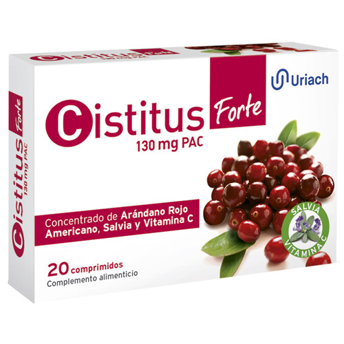 AQUILEA Complemento alimentício, sin lactosa y con extracto de arándano rojo AQUILEA Cistitus forte 20 comprimidos.