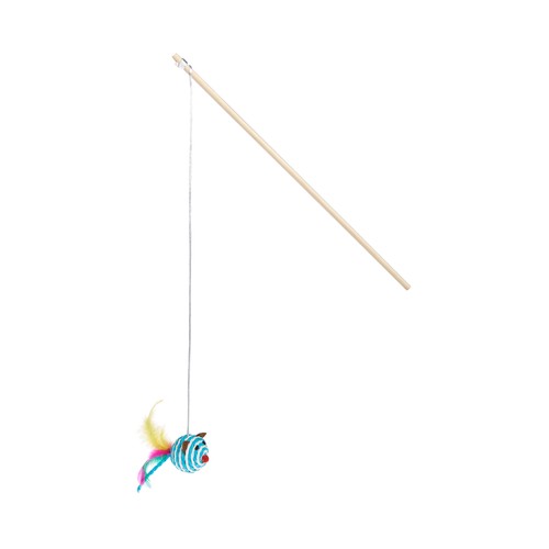 PRODUCTO ALCAMPO Juguete para gatos palo de madera 40 cm con ratón.