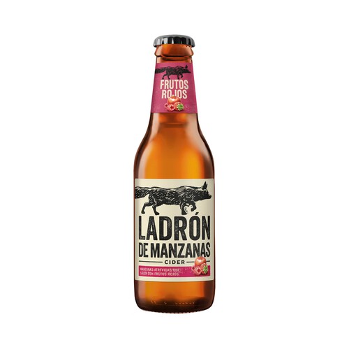Sidra de manzana con frutos rojos LADRÓN DE MANZANAS botellin de 25 cl.