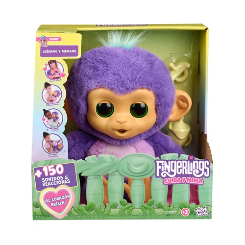 Figura Fingerlings cuida y mima, mono interactivo, BIZAK
