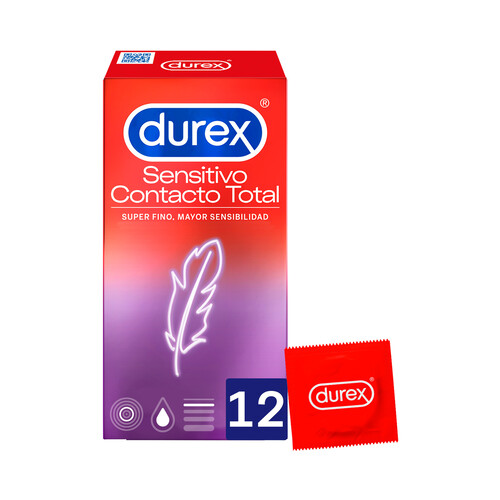 DUREX Preservativos lubricados, super finos para una mayor sensibilidad DUREX Sensitivo contacto total 12 uds.