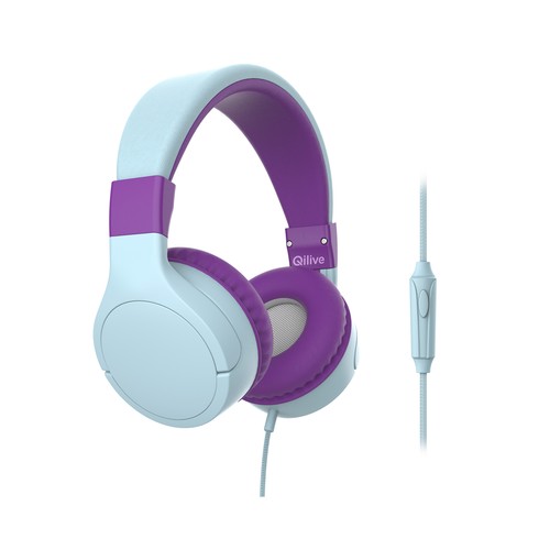 Auriculares tipo diadema para niños QILIVE Q.1094 lila/azul, con cable