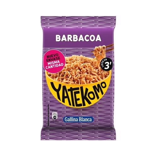 Imagen de Fideos Orientales con sabor barbacoa YATEKOMO 82 g. Estos noodles son la comida rápida perfecta.