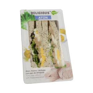 Imagen de ÑAMING Sandwich de pan de molde con semillas, atún, huevo cocido y lechuga ÑAMING Delicious 200 g.