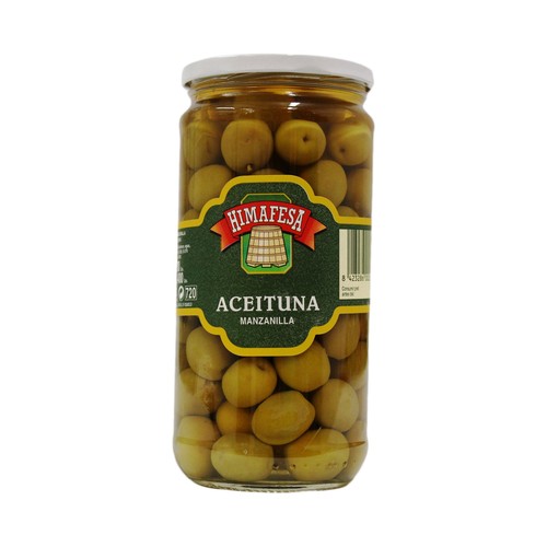 HIMAFESA Aceitunas verdes manzanilla frasco de 400 g.