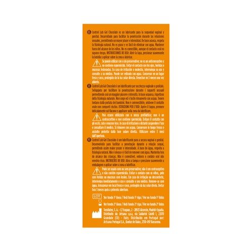 CONTROL Gel lubricante con estimulante y delicioso aroma a chocolate 75 ml.