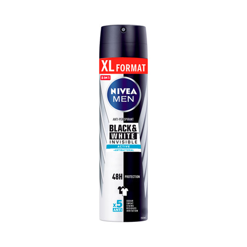 NIVEA Desodorante en spray para hombre, anti-manchas y eficaz hasta 48 horas NIVEA Men invisible 250 ml.