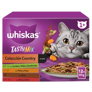 Tasty mix Alimentación para gato húmedo en bolsistas 12 uds, 85 g.