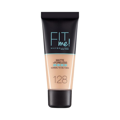 MAYBELLINE Fit me! tono 128  Fondo de maquillaje con acabado mate, para pieles normales a grasas.